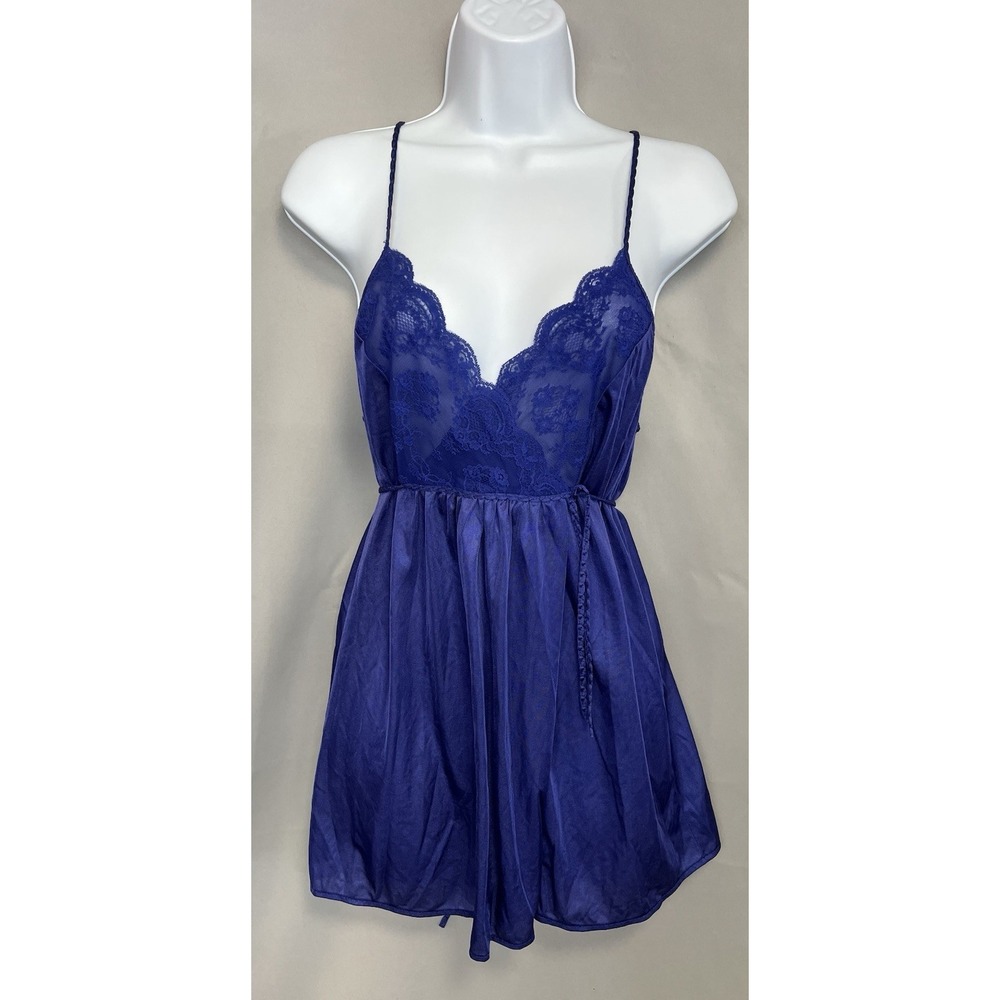 Vintage Y2K Gilead Babydoll Lace Mesh Nightie Fairy Whimsy‎ Small Blue